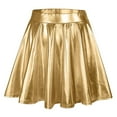 thumbnail image 1 of Ediodpoh Carnival Skirts for Women Fashion High Waist Pleated Solid Color Metallic Sparkly Flared A Line Mini Skirt for Stage Mini Skirts Gold S, 1 of 6