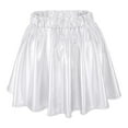 thumbnail image 1 of Ediodpoh Carnival Skirts for Women Fashion High Waist Pleated Solid Color Loose Metallic Sparkly Flared A Line Mini Skort Mini Skirt White M, 1 of 3