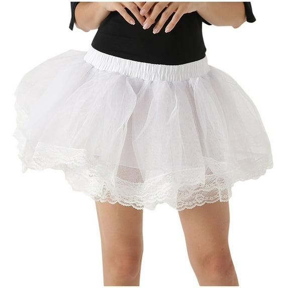 Riforla Women's Fashion High Waist Pleated Solid Color Tulle Tutu Skirt Lady Skirt Skirts for Women Trendy White One Size