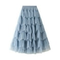 thumbnail image 1 of Ediodpoh Women's Skirts Fashion A Line Pleated Long Tutu Skirt Ruffle Mesh Calf Length Chiffon High Waist Ballet Skirt Blue One Size, 1 of 8