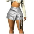 thumbnail image 1 of Riforla Women's Fashion Sexy Solid Color Shorts Patchwork Zipper Package Short Leather Shorts for Women Silver XL, 1 of 7