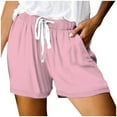 thumbnail image 1 of Riforla Women's Fashionable Printed Drawstring Shorts Summer Elastic Waist Casual and Lightweight with Pockets Shorts for Women Pink M, 1 of 6