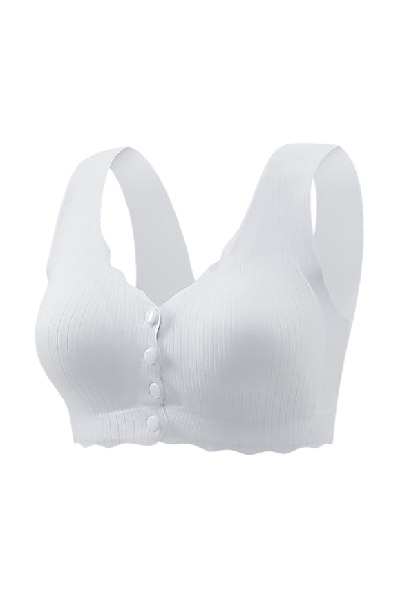 Women's Fixed Cup Front Buckle Underwear for The Elderly Plus Size Bra Without Underwire Thin Tank Top Bra Bras for Older Women Light Gray XXXXL