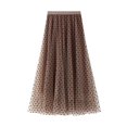 thumbnail image 1 of Riforla Women's Flocked Polka Dot Mesh Skirt A Line Mermaidtail Skirt Midi Skirt Skirts for Women Trendy Khaki One Size, 1 of 6