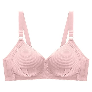 Riforla Women's Front Side Buckle Lace Edge Without Steel Ring Movement Seamless Gathering Adjustment Yoga Sleep Large Bra Bras for Older Women Rose Gold 36