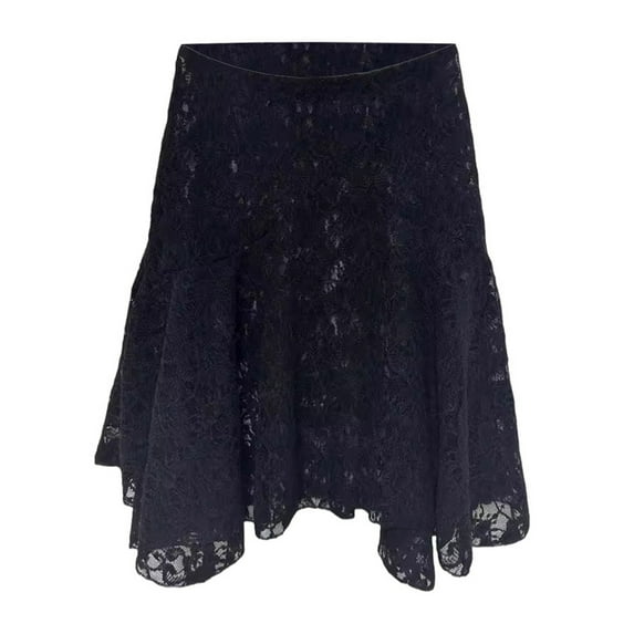 Riforla Women's Half Skirt White Street Spicy Girl Bottom Half Skirt Autumn Women's Hollowed Out Lace Layering Matching Skirt Women's Skirts Black One Size