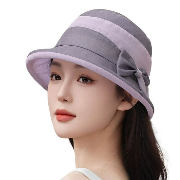 Riforla Women's Hat Bridal Wedding Tea Party Wide Brimmed Summer Sun Hat Ladies Outdoor Elegant Temperament Sun Hat Womens Hats Dark Purple M