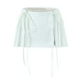 thumbnail image 1 of Riforla Women's High Waist Double Drawstring Mini Skirt Style Exposure A Line Ruffle for Versatile Fashion Skirts for Women White L, 1 of 6