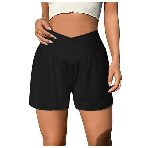 Riforla Women's High Waisted Running Shorts Lined Workout Athletic Short Shorts for Women Black XL