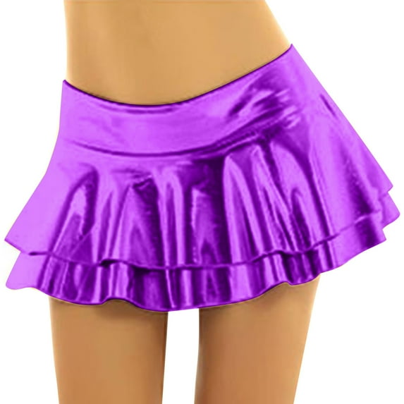 Ediodpoh Carnival Leather Skirt Women Irregular Short A Line Pleated Leather Mini Skirt Skirts for Women Purple M