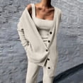 thumbnail image 1 of Riforla Women's Knitted Three Piece Cardigan Trouser Suit Two Piece Sets for Women Khaki XL, 1 of 4