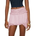 thumbnail image 1 of Ediodpoh Skirts for Women Lace Ruffled Low Waist Tiered Pleated Flowy Mini Skirt Pink S, 1 of 3