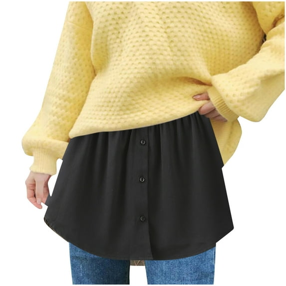 Ediodpoh Women's Shirt Extenders Button-Down Undershirt Skirt for Women Layering Shirt Skirt Black XL