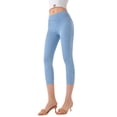 thumbnail image 1 of Riforla Women's Leggings Stretch Capri Denim Yoga Pants V Shape Lifting Design Pockets Outerwear High Waisted Fitness Women Tights Light Blue XS, 1 of 5