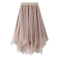 thumbnail image 1 of Ediodpoh Womens Skirts Puffy Starry Mesh Skirt Irregular Velvet Midi Skirt A-Line High Waist for Casual Wear Womens Skirts Midi Length Beige_001 One Size, 1 of 2