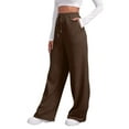 thumbnail image 1 of Riforla Women's Lined Sweatpants Wide Straight Leg Pants Bottom Sweatpants Joggers Pants Workout High Waisted Yoga Pants with Pockets Pants for Women Brown M, 1 of 7