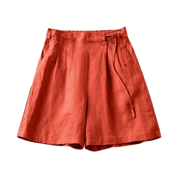 Riforla Women's Loose Casual Cotton Elastic Wide Leg Pants Shorts for Women Red XXL