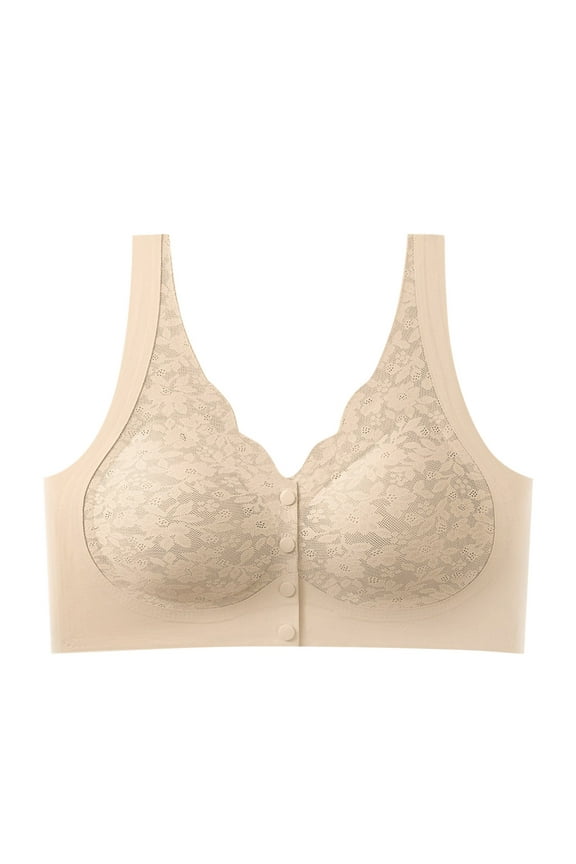 Women's Maternity Feeding Bra Lightly Padded Nursing Wirefree Front Open Bras Bras for Women Beige XXL