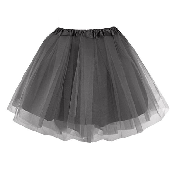 Riforla Women's Mini Tutu Skirt Three Layer Lined Mesh Skirt Ballet Princess Skirt Tutu Skirts Black One Size