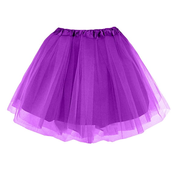 Riforla Women's Mini Tutu Skirt Three Layer Lined Mesh Skirt Ballet Princess Skirt Tutu Skirts Purple One Size