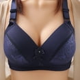 thumbnail image 1 of Riforla Women's New Pattern Ribless Large Strap Jacquard Four Comfort Bra Bras for Women Dark Blue 44, 1 of 3