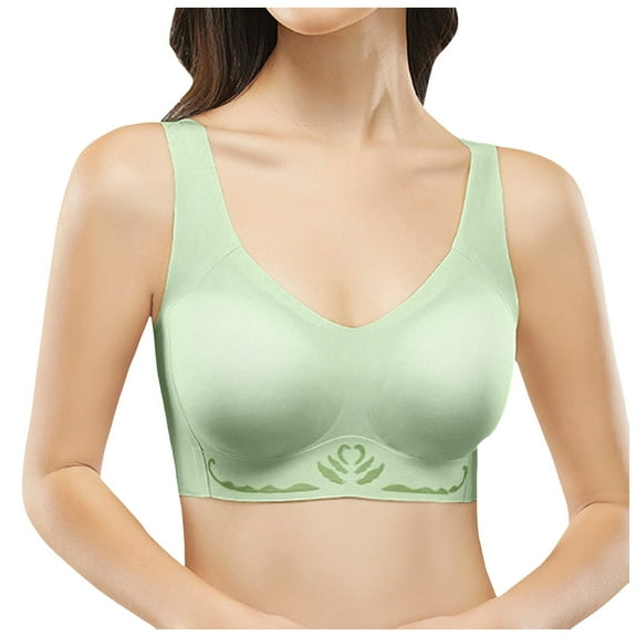 Riforla Women's New Steel Ring Large Size Underwear Mom's Collection Side Collection Bra Women Bras Green L