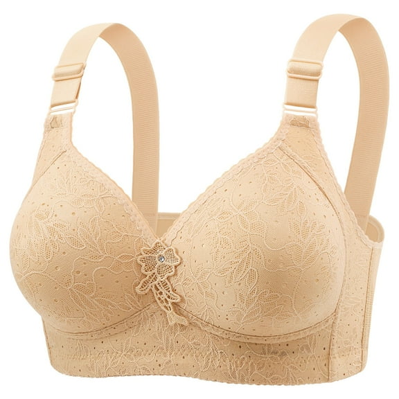 Riforla Women's New Underwear Thin Soft and Comfortable Sag No Underwire Retraction Full Cup Bra Women Bras Beige 36