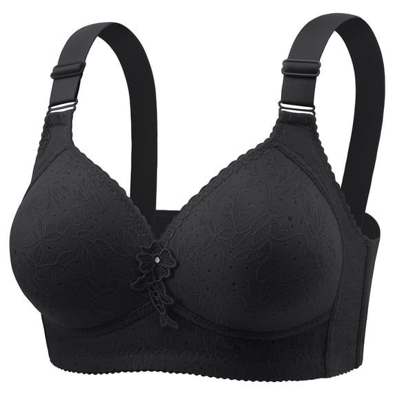 Riforla Women's New Underwear Thin Soft and Comfortable Sag No Underwire Retraction Full Cup Bra Women Bras Black 36