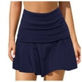 thumbnail image 1 of Riforla Women's Plain Pleated Skirt Women's Sports Waistband Skirt A Line Womens Skirts Navy XL, 1 of 3