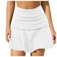 thumbnail image 1 of Riforla Women's Plain Pleated Skirt Women's Sports Waistband Skirt A Line Womens Skirts White S, 1 of 3