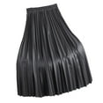thumbnail image 1 of Riforla Women's Pleated Extended Autumn/winter Elastic High Waist A Line Pleated PU Leather Skirt Women's Skirts Black One Size, 1 of 3
