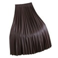 thumbnail image 1 of Riforla Women's Pleated Extended Autumn/winter Elastic High Waist A Line Pleated PU Leather Skirt Women's Skirts Coffee One Size, 1 of 3