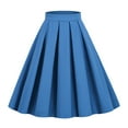 thumbnail image 1 of Ediodpoh Women's Skirts Retro Pleated Skirt Solid Color A-Line Midi Skirt with Pockets for Casual Wear Womens Midi Skirt Blue L, 1 of 8