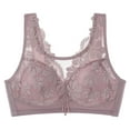 thumbnail image 1 of Riforla Women's Plus Size Thin Cup New Breathable Upper Support Bra No Underwire Lace Bra Bras for Women Purple 44, 1 of 4