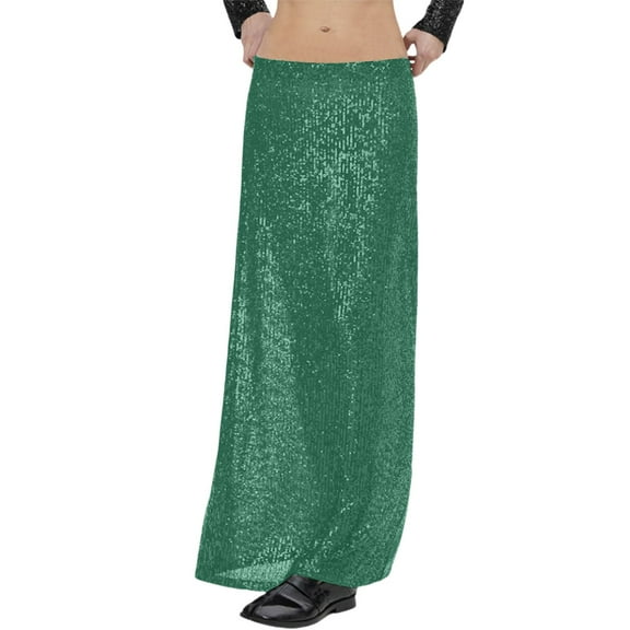 Riforla Women's Sequin Skirt Fashion Wrap Skirt Skirts for Women Green L