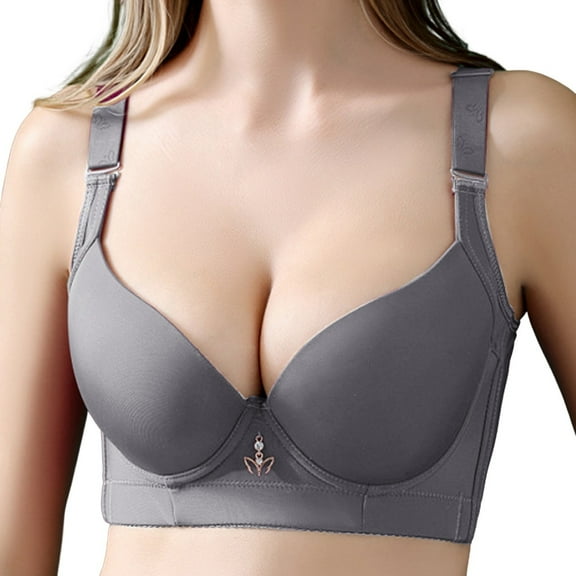 Ediodpoh Women's Comfortable Large Breathable Thick and Thin Back No Steel Ring Uphold Gathering Bra Women Bras Grey 40