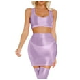 thumbnail image 1 of Riforla Women's Shiny Metallic Mini Skirt Wet Look Leather Short Skirt Stretch Pencil Party Skirt High Waist Clubwear Women's Skirts Purple M, 1 of 4