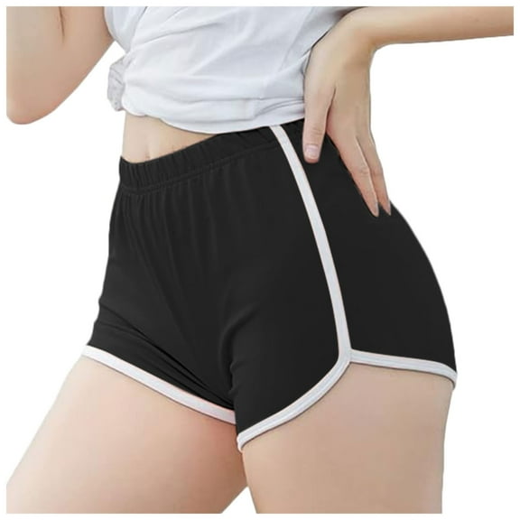 Riforla Women's Shorts Sports Shorts Summer Casual Soft Breathable Stretchable Shorts for Women Black One Size