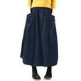 thumbnail image 1 of Riforla Women's Skirt Autumn Winter Cord Skirt Women Vintage Midi Long Skirts Female Elastic Waist A Line Pleated Skirt Skirts for Women Blue S, 1 of 6