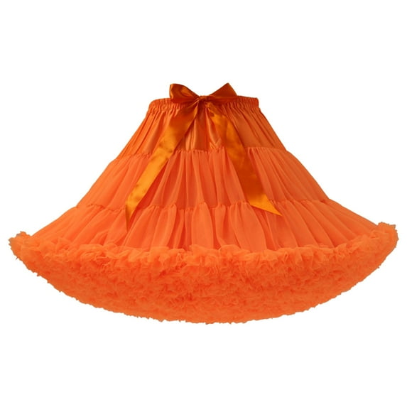 Riforla Women's Skirt Support Skirt Boneless Petticoat Half Puffy Skirt Skirts for Women Orange One Size