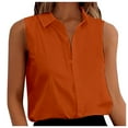 thumbnail image 1 of Riforla Women's Sleeveless Button Down Shirts Blouses Solid Casual Loose V Neck Tank Tops for Work Womens Tops Orange S, 1 of 7
