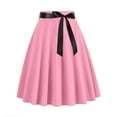 thumbnail image 1 of Riforla Women's Solid Color Fashionable Waistband Cute and Sweet Large Swing A Line Ribbon Casual Party Skirt Womens Skirts Pink L, 1 of 3
