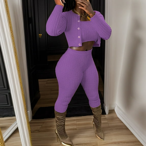 Riforla Women's Solid Color Knitted Sweater Sexy Slim Fit Cardigan Three Piece Pantsuit Matching Sets Women Clothing XL