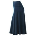 thumbnail image 1 of Riforla Women's Solid Lightweight Flare Midi Pull on Closure Skirt S XXL Plus Size Women's Skirts A L, 1 of 5