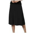 thumbnail image 1 of Riforla Women's Solid Lightweight Flare Midi Pull on Closure Skirt S XXL Plus Size Women's Skirts Black XL, 1 of 5