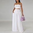 thumbnail image 1 of Riforla Women's Stylish Casual Solid Color Personality Strapless Pantsuit Sets for Women 2 Pieces White XL, 1 of 6