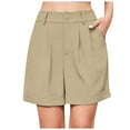 thumbnail image 1 of Riforla Women's Summer Dressy Casual Elastic Waist Wide Leg Suit Tailored Shorts Comfy Elagant Work Trouser Shorts for Women Khaki S, 1 of 9