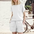 thumbnail image 1 of Riforla Women's Summer Fashion Casual Two Piece Outfits Crew Neck Short Sleeve Shirts and High Waist Shorts Sets Elegant Women's Sets White XL, 1 of 5