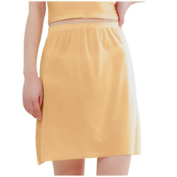 Ediodpoh Womens Skirts Summer Thin Breathable Inner Mid Length Ice Silk Thin Traceless Skirt for Knee Length Skirts for Women Yellow_001 XL