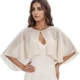 thumbnail image 1 of Ediodpoh Women's Summer Fresh Thin Chiffon Shawl Elegant Short Cape Dress Cardigan for Women White, 1 of 4
